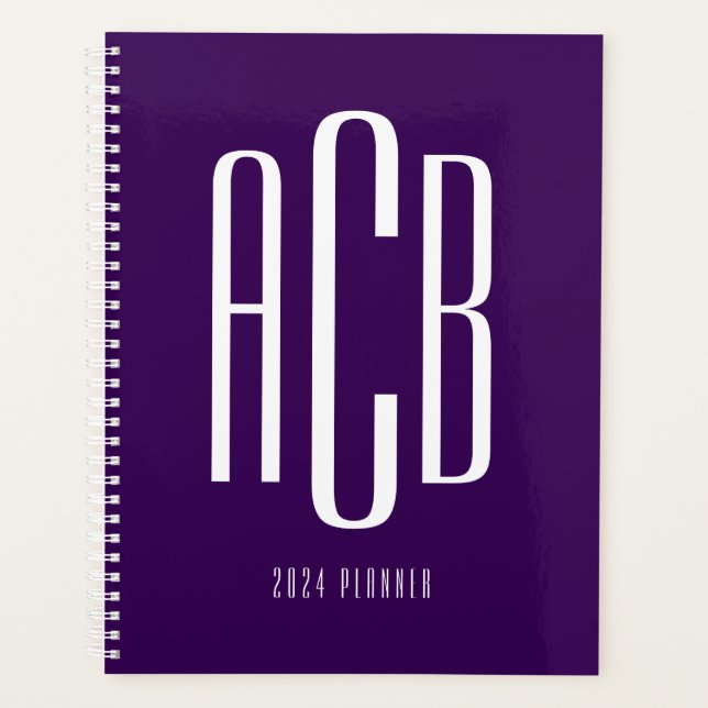 Monogramme trois lettres violet foncé et blanc (Devant)