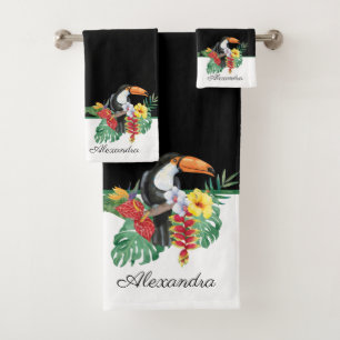Monogramme tropical toucan noir et blanc Nom B