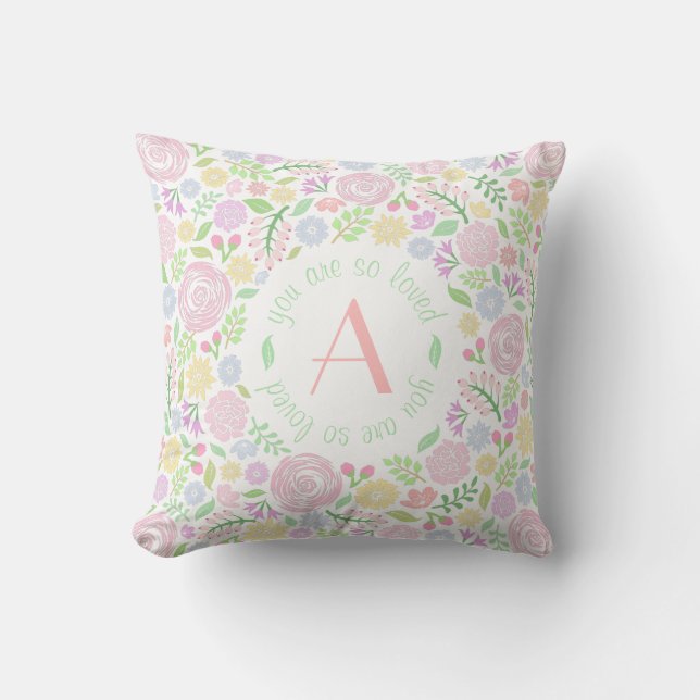 Monogramme Tu Es Si Amoureux Bébé Fille Coussin (Recto)
