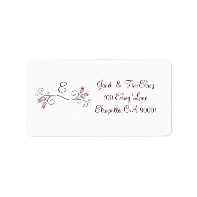 Monogramme Tulip rose Étiquettes personnalisés (Devant)