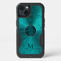 Monogramme Turquoise bleu vert Celtique noeud Mand