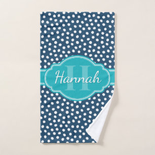 Monogramme Turquoise de Motif à pointes blanches d