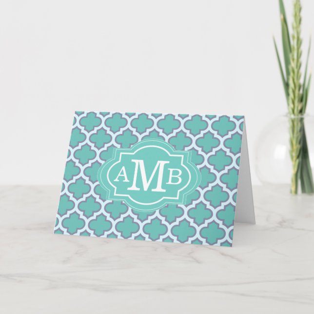 Monogramme turquoise élégant de coutume de motif (Devant)