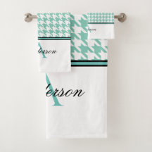 Monogramme turquoise Houndstooth