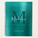 Monogramme Turquoise métallique simple brossé mode<br><div class="desc">Moderne simple brossé métal Turquoise Monogramme</div>