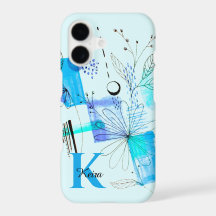 Monogramme turquoise Personnalisé Fille Bleu Turqu