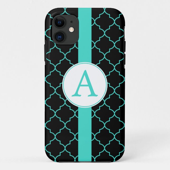Monogramme Turquoise spectaculaire iPhone 5 Coque (Dos)
