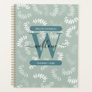 Monogramme turquoise vert Feuille