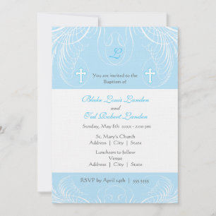 Monogramme Twin Boys Baptism Invitation
