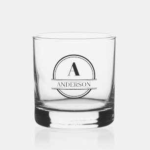 Monogramme verre à whisky minimaliste noir et blan