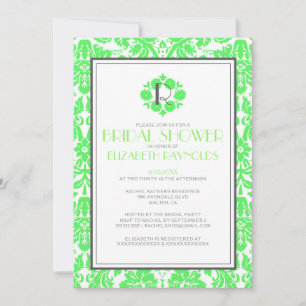 Monogramme vert de chaux Invitations de la Fête de