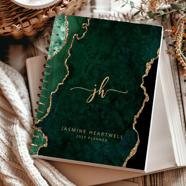 Monogramme Vert Émeraude Or Agate 2025 (Créateur téléchargé)