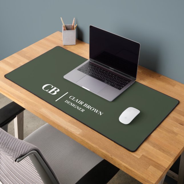 Monogramme Vert Forêt Élégant Moderne (Bureau 2)