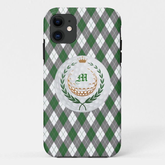 Monogramme vert, Jacquard gris iPhone 5 Coque (Dos)