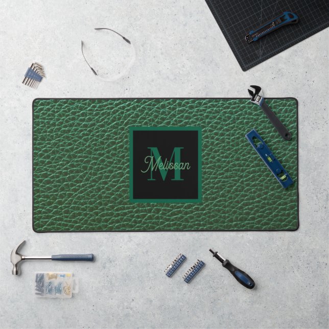 Monogramme Vert Minimaliste Nom  (Poste de travail)