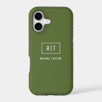 Monogramme vert olive foncé moderne