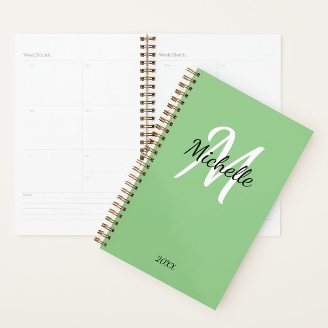 Monogramme vert simple pour fille + initial (Devant avec enveloppe)