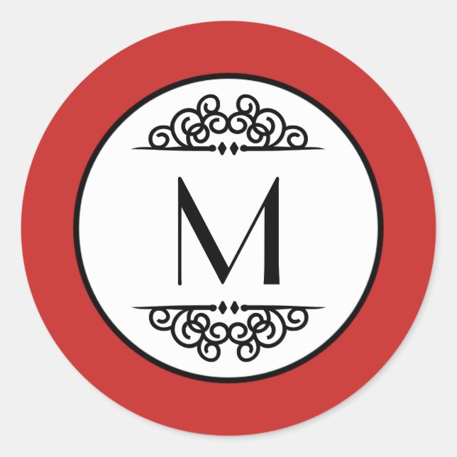 Monogramme Vintage - Autocollant Rond (Devant)