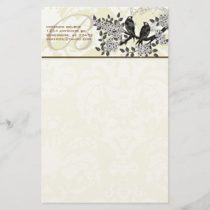 Monogramme Vintage Birds Flower Branch Papeterie