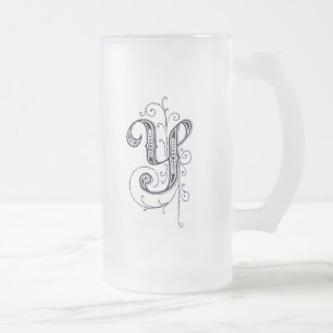 Monogramme Vintage bleu Fancy 'Y' - Mug