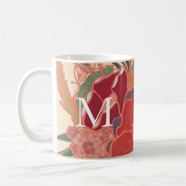Monogramme Vintage de café floral Mug (Gauche)