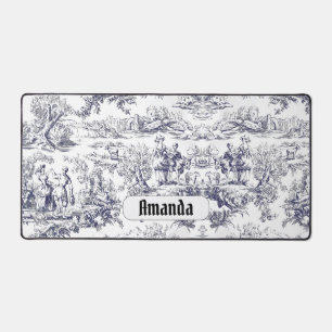 monogramme vintage floral noir toile de jouy