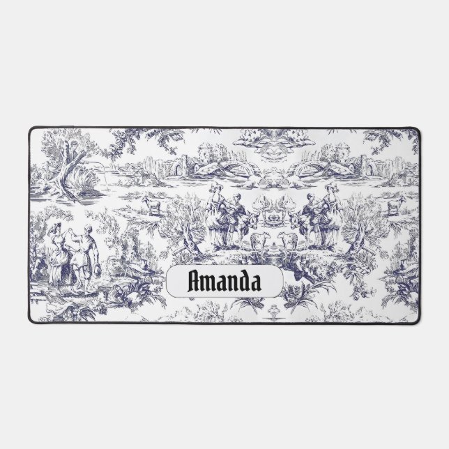 monogramme vintage floral noir toile de jouy (Recto)