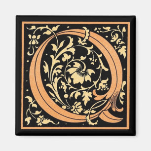 Monogramme vintage floral "Q" - Aimant