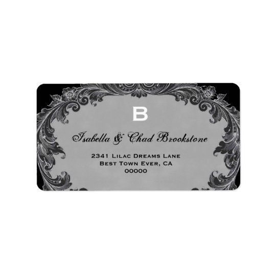 Monogramme vintage gris G460 de mariage Étiquette D’adresse