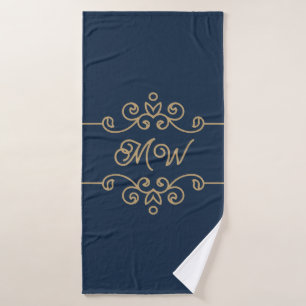 Monogramme vintage or et bleu marine Élégant