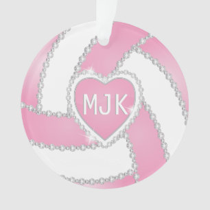 Monogramme Volley-ball rose et diamant blanc