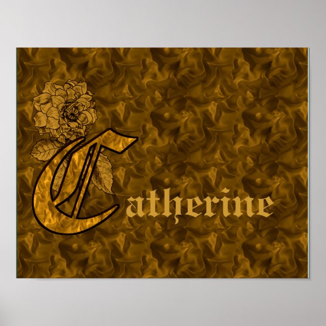 Monogramme Votre Nom Initial C Gold Peony Poster (Devant)