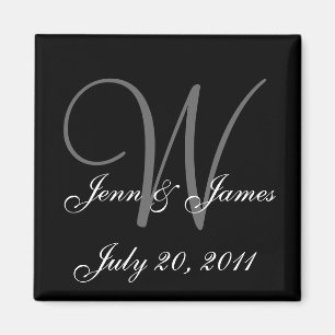 Monogramme W Mariage mariée Groom Date Magnet