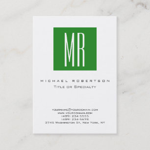 Monogramme White Forest Green Clean Carte de visit