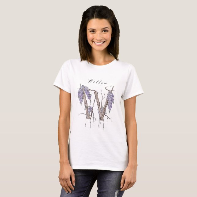 Monogramme Wisteria 'W' T-shirt personnalisé (Devant entier)