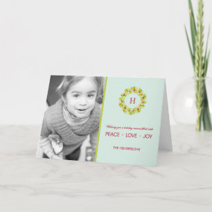 Monogramme Wreath Noël / Cartes photos de vacances