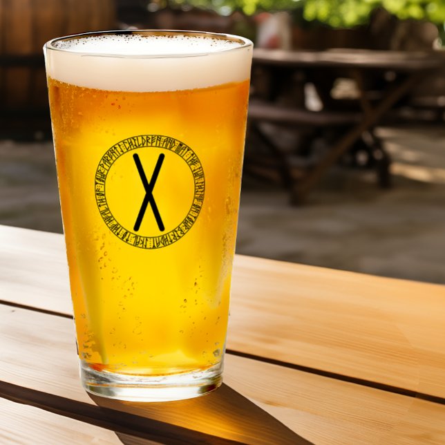 Monogramme X - Style viking - Verre à pinte (Créateur téléchargé)