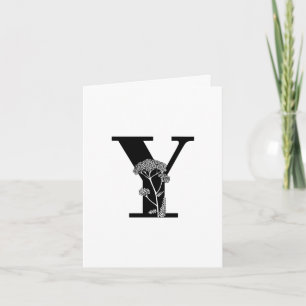 Monogramme Y floral sur carte de note blanche