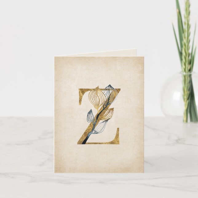 Monogramme Z Or et Noir Avec Feuilles (Devant)