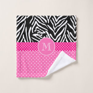 Monogramme Zebra avec Motif de point de Polka rose