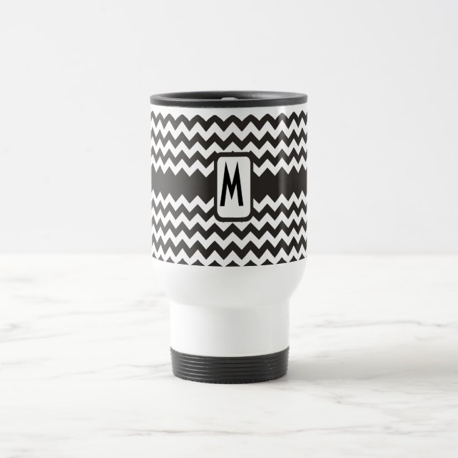 Monogramme Zigzag Mug de voyage : Noir, Chevrons B (Centre)