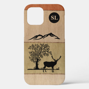 Monogrammed Deer Silhouette Apple iPhone 12 Coque