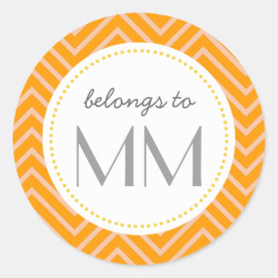 Monogrammed Orange Chevron - Étiquettes do-it-your