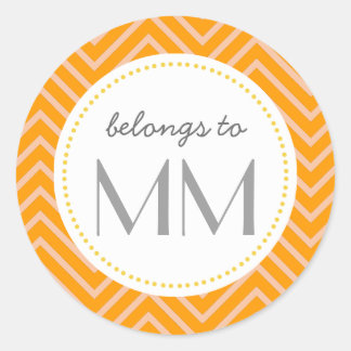 Monogrammed Orange Chevron - Étiquettes do-it-your