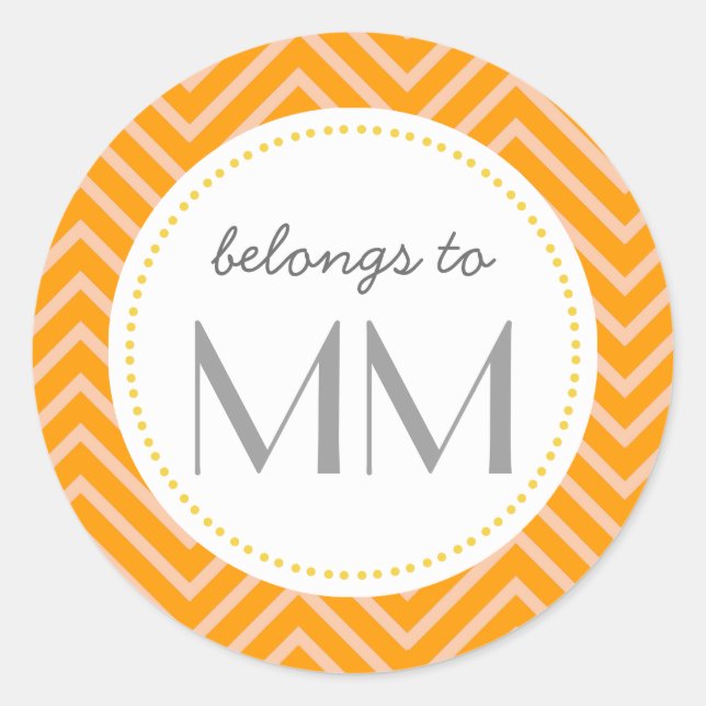 Monogrammed Orange Chevron - Étiquettes do-it-your (Devant)
