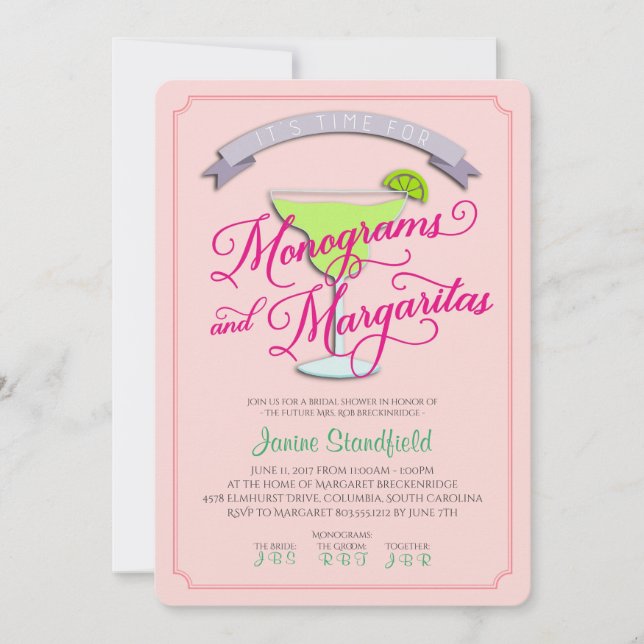Monogrammes et invitation de Fête de la mariée de (Devant)