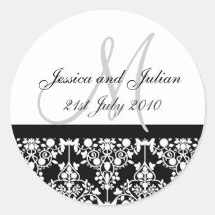 Monogrammes Étiquettes - Damask Trellis - Noir