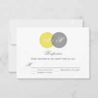 Monogrammes jumeaux jaunes et gris Mariage Carte R