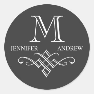 Monogrammes Noms Stickers Mariage Charbon