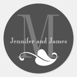 Monogrammes Noms Stickers Mariage Charbon